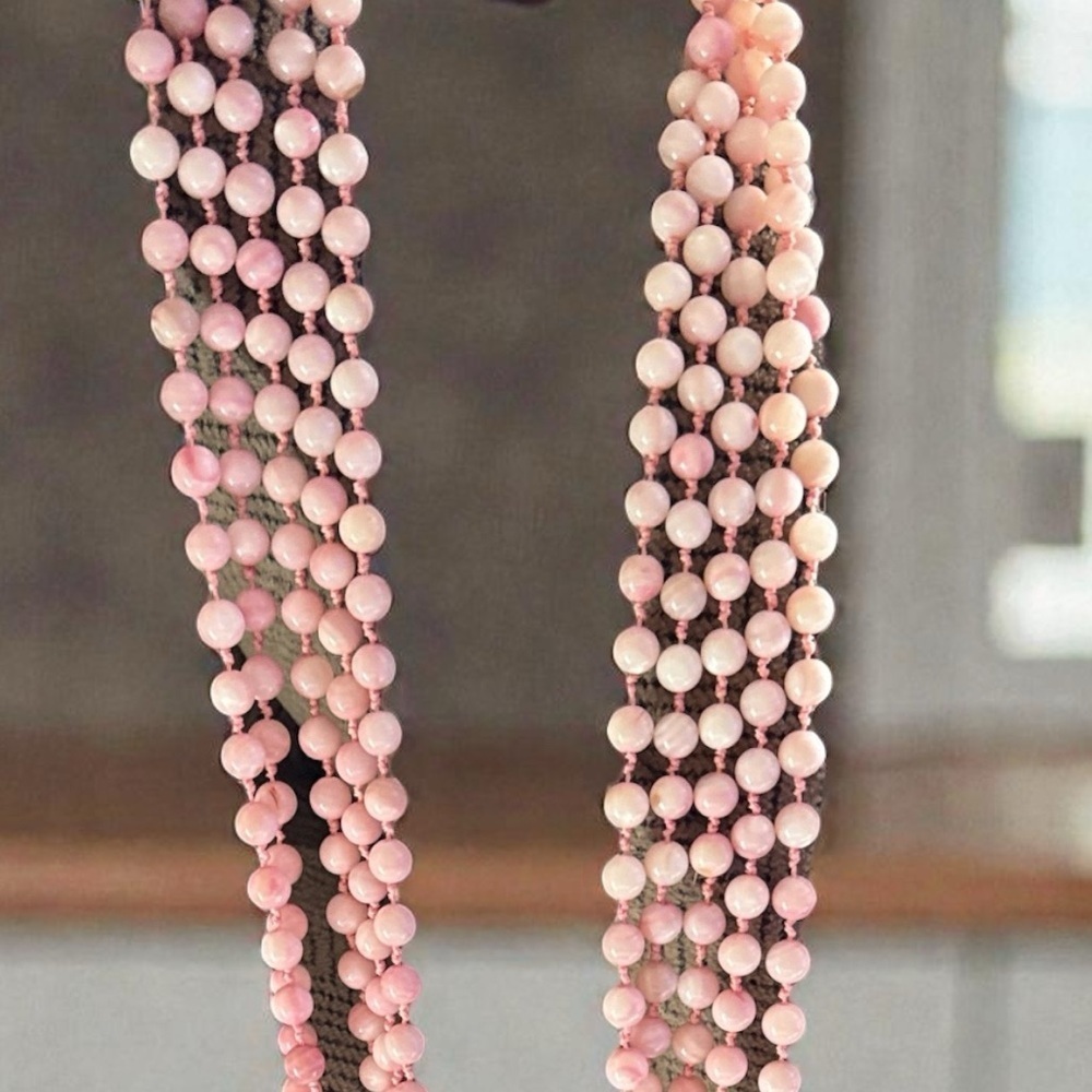 Gorgeous Vintage Pink Dyed MOP Five Strand Necklace 22” - Picture 2 of 7